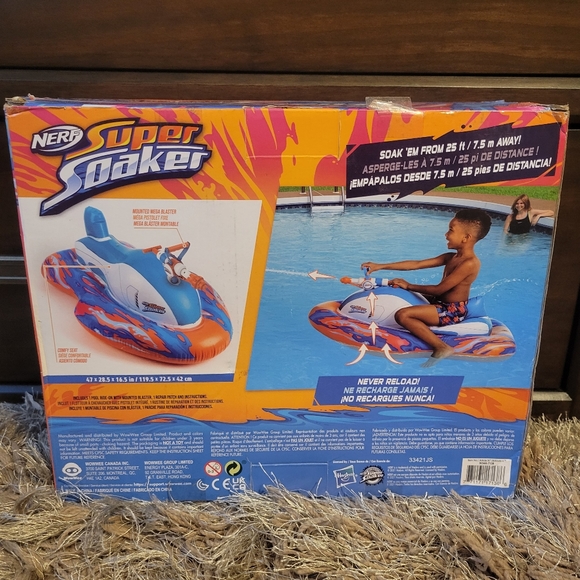NERF Super Soaker Stormforce Ride-On Racer – Inflatable Pool Float with Pool-Fed - Picture 4 of 4